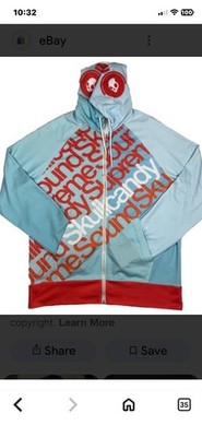 Vintage Skullcandy Stitched Zip Up Biker Hoodie Multicolor Size Large