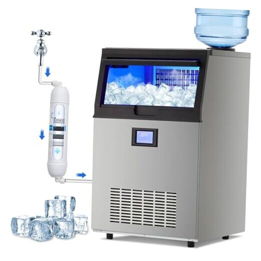 Commercial Ice Machine 100Lbs/24h with Dual Water Inlet Modes