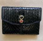 Judith Leiber Vintage Snakeskin  Credit Card/Bill Holder With Stone Clasp — photo 1