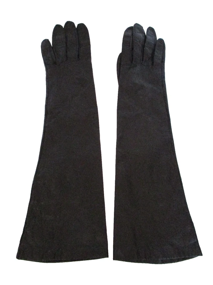 Guantes de longitud media vintage Frost Bros de cuero negro para niños 6 1/2/S Foto 3 de 4