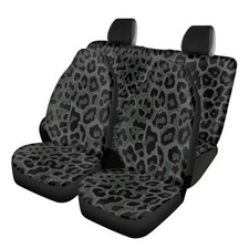 Print Car Seat Covers Vehicle Front Seat And Rear Bench Split Black Leopard