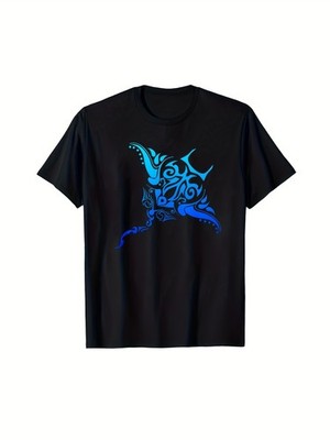 Men'S Single-Piece Round Neck T-Shirt Featuring Hawaiian Tribal Stingray Polyn