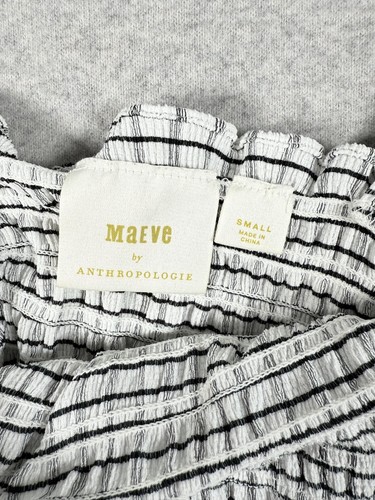 Maeve Anthropologie Shirt Womens Small Checkered Ruffle Smocked Cottagecore - Picture 3 of 6