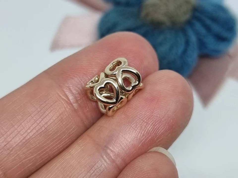 NEW Genuine Pandora 14k Yellow Gold Open Heart Spacer Charm X 2 💕BOXED G585 ALE - Image 3 of 4