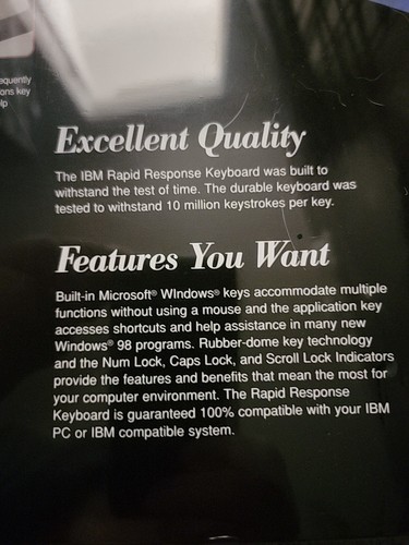 IBM 09N5540 Wired Keyboard Rapid Response Sealed Never Opened! - Afbeelding 18 van 23