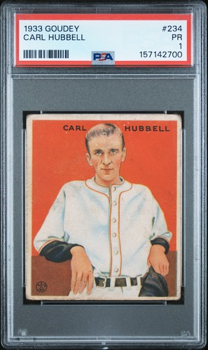 1933 GOUDEY #234 CARL HUBBELL ROOKIE RC PSA 1