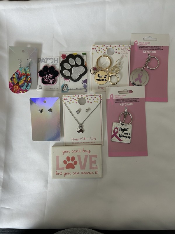 Lot Of Miscellaneous Items Key Chains, Jewelry Shopping Bags 