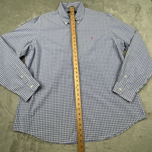 Polo Ralph Lauren Plaid Shirt Men’s 2XL Button-Down Long Sleeve Blue - Picture 4 of 10