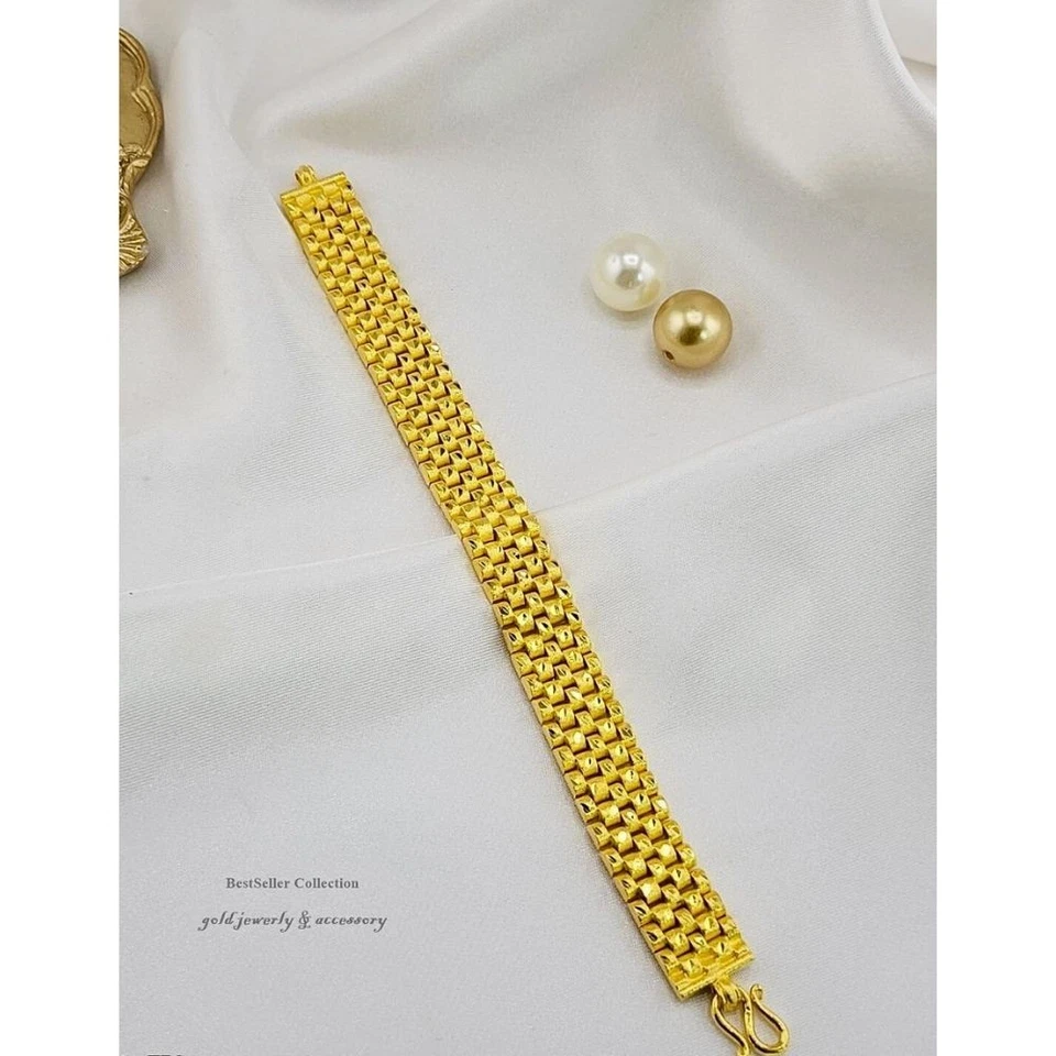 Pulsera Domineering Ancho 22K 23K 24K ORO AMARILLO TAILANDÉS BAHT GP 7 pulgadas 3 Baht Foto 2 de 2