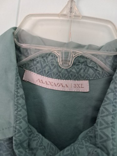 Manaola Hawaiian Aloha Shirt Sz L Cotton Teal Tribal Print - Picture 3 of 7