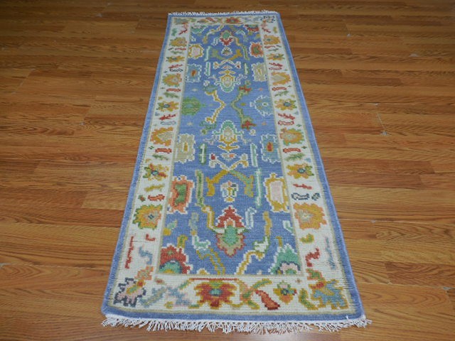Turkish Oushak Rug,Modern Multicolored Area Rug,Handmade Bohemian Rug 2.1x6.1 Ft