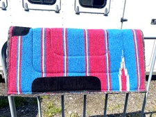 Fuchsia / turquoise Western Saddle Pad Navajo blanket top w/felt 31 X 31