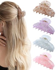 4 Pack Acrylic Hair Claw Clips for , 3.1" Shiny Nonslip Hair Grip Hairclips f...