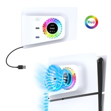 For PS5 Slim Disc Digital Console Smart Cooling Fan Cover RGB Cooler Accessories