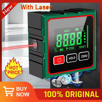 Digital Angle Finder Magnetic Protractor 4-side Laser Level Box Inclinometer USA