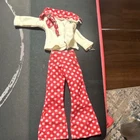 Vintage Red White Bell Bottom Doll Outfit Pants Top Barbie Size TLC Mod 1970s