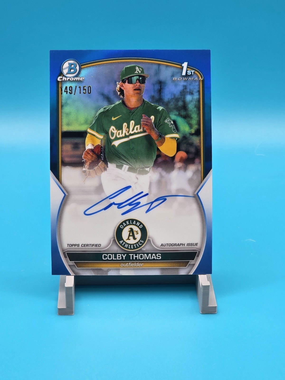 2023 Bowman - Colby Thomas Chrome Auto Blue 1st /150 - Athletics