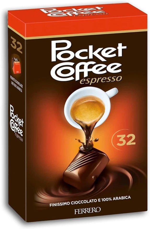 Pocket Coffee Espresso Scatola 32 Praline Finissimo Cioccolato Ripieno 400g