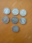 Seven 7 Benjamin Franklin Half Dollars 1953 (6) & 1963 (1)