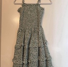 Green with white florals dress - Shein Size Small