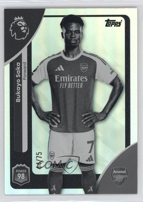 2025 Topps Premier League Black & White Rainbow Foil 44/75 Bukayo Saka #12 12zw