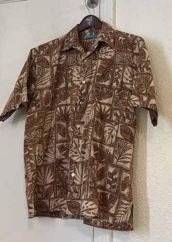 New Tori Richard Brown Cotton Lawn Hawaiian Shirt M Medium USA Made