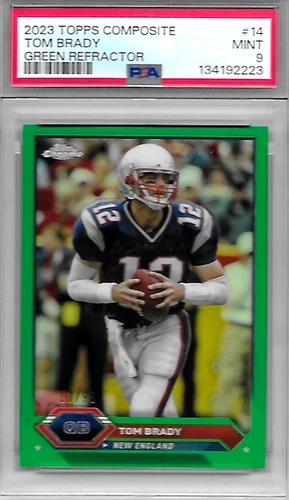 2023 TOPPS COMPOSITE TOM BRADY GREEN REFRACTOR SSP 13/99 PSA 9 CARD #14 RARE