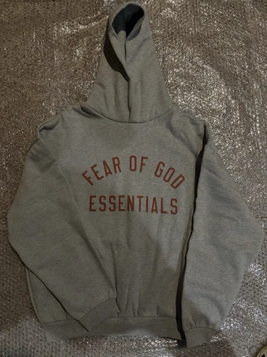 Felpa con cappuccio Fear of God Essentials Varsity grigio rosso uomo taglia media
