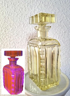 A rare antique selenium glass antique English cut crystal decanter/karaffe.