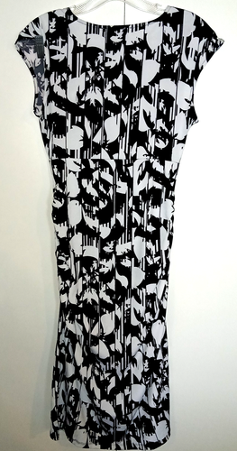 JONES STUDIO SEPARATES LADIES CAP SLEEVE BLACK/WHITE KNIT DRESS-HIGH WAIST-M - Picture 2 of 3