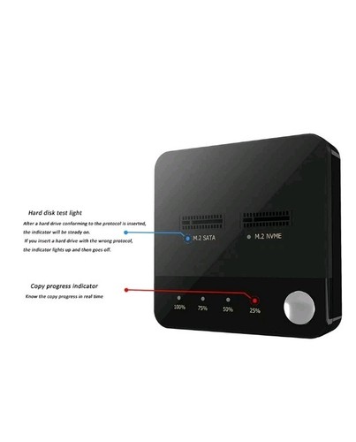 Double baie portable M.2 SATA/NVME clone duplicateur outil de copie de disque hors ligne - NEUF - Photo 11/13