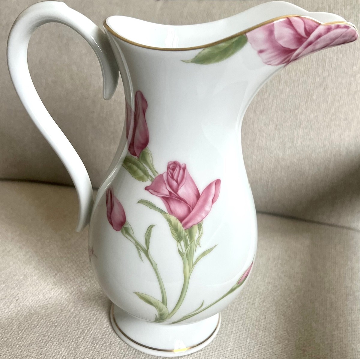 Vintage Gorgeous Givenchy Rose Porcelain Pitcher Franklin Mint