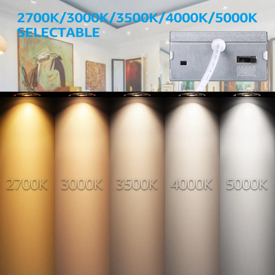 3 дюйма 5CCT карданный подвес утопленное освещение, 7 Вт, матовый никель, упаковка из 6 - Изображение 4 из 4