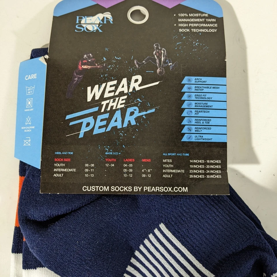 PEARSOX Baseball Socks Knee High Youth Kids Size Navy Blue White Orange - Image 3 of 4