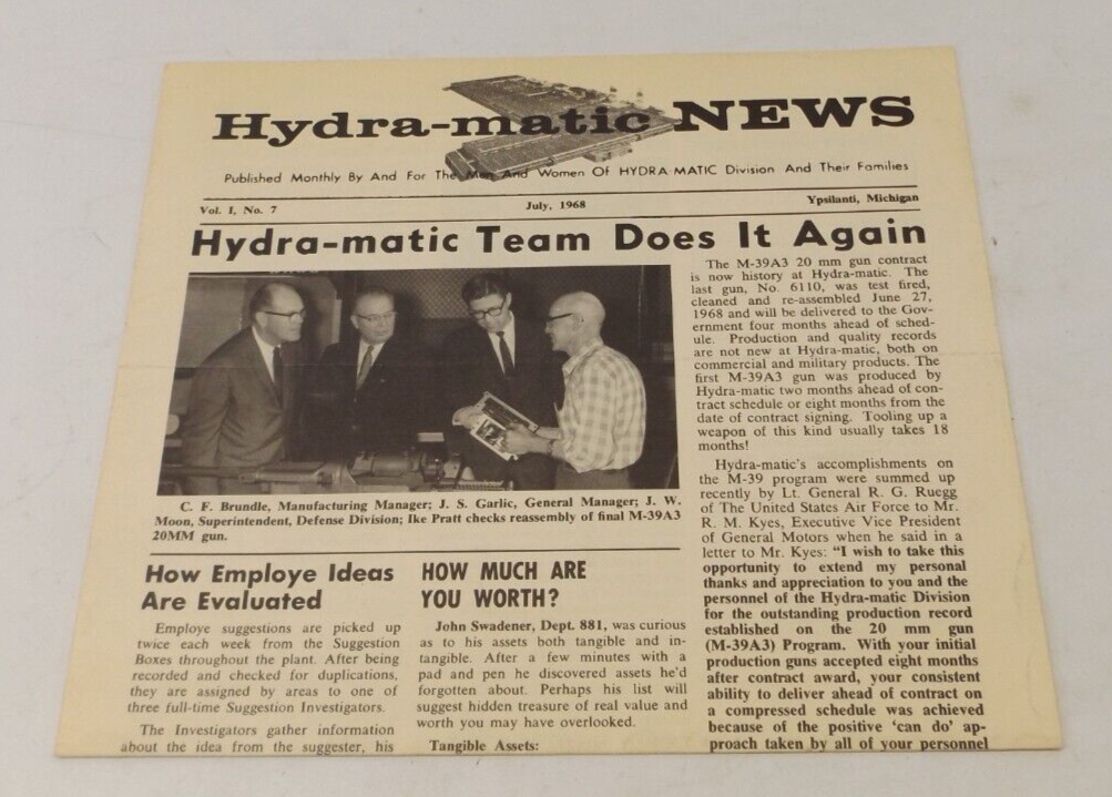 HydraMatic Division Newsletter GMC General Motor Ypsilanti Michigan