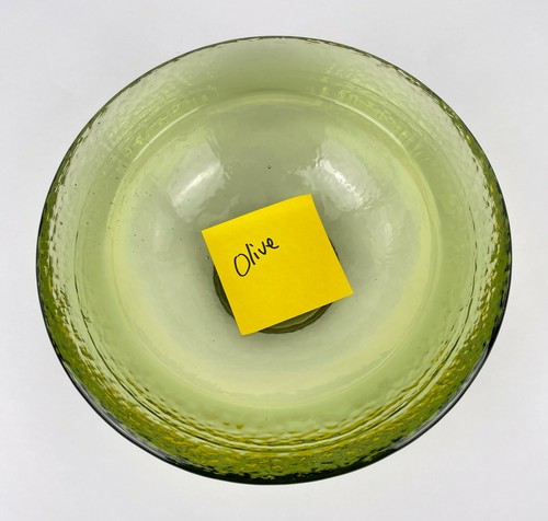 Fire & Light Recycled Glass 10.5" Wide Lipped Bowl Olive Green 1st Quality - Picture 11 of 11