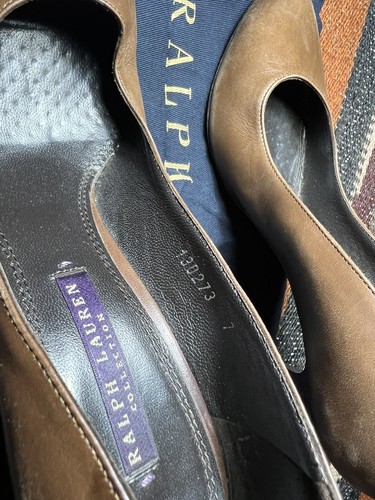 Ralph Lauren Purplelabel Brun Upper Leather Wooden Soleil Made IN Italy 37.5 UK - Photo 3 sur 12