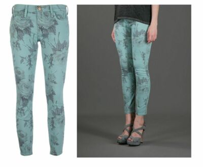 CURRENT/ELLIOTT 'The Stiletto' Faded Teal Floral Jean MSRP Size 27