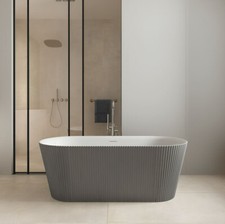 Matt Grey Pacha Fluted Free Standing Bath  1600mm With Pop Up Waste