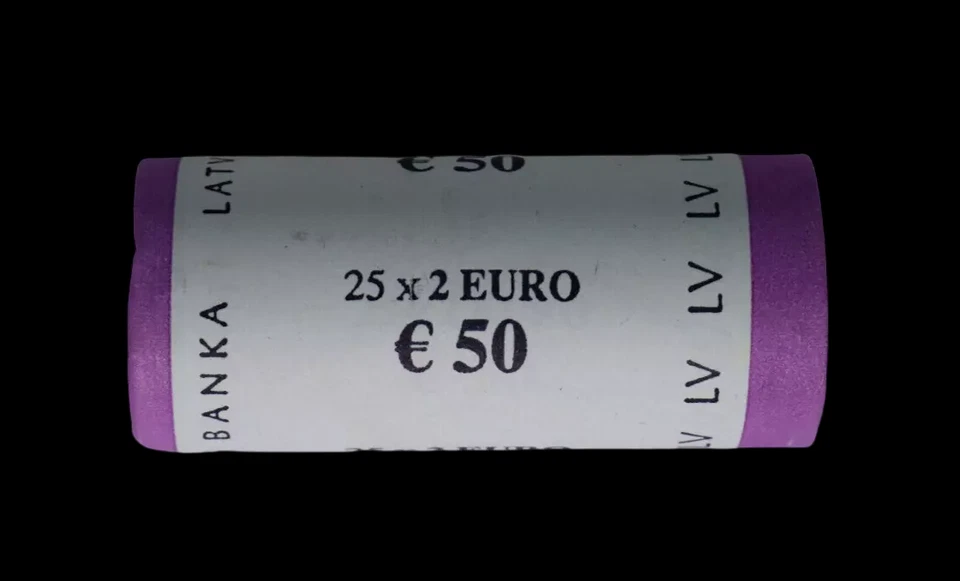 Bank Roll UNC Euro coin 2 euro Latvia Latvija . 25 x 2 Euro. MILDA - Image 3 of 3
