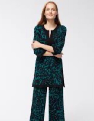 Chico's Burnout Women s Blouse Cutout Neckline Teal Black Whimsigoth Size 1