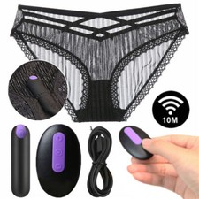 Vibrating Women Panties 10 Function Remote Control Rechargeable Bullet Lingerie