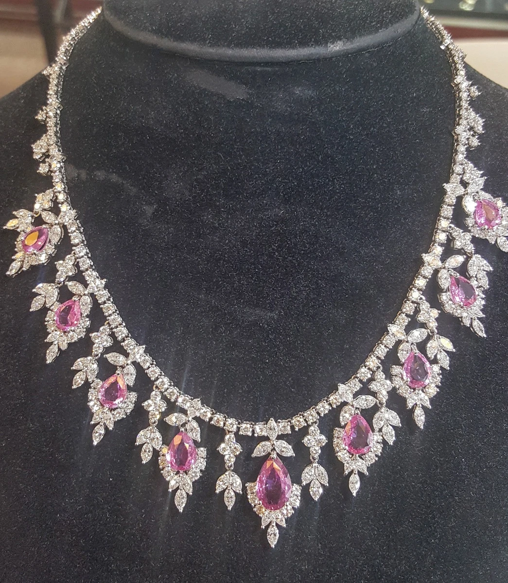 Natural pink on sale sapphire necklace