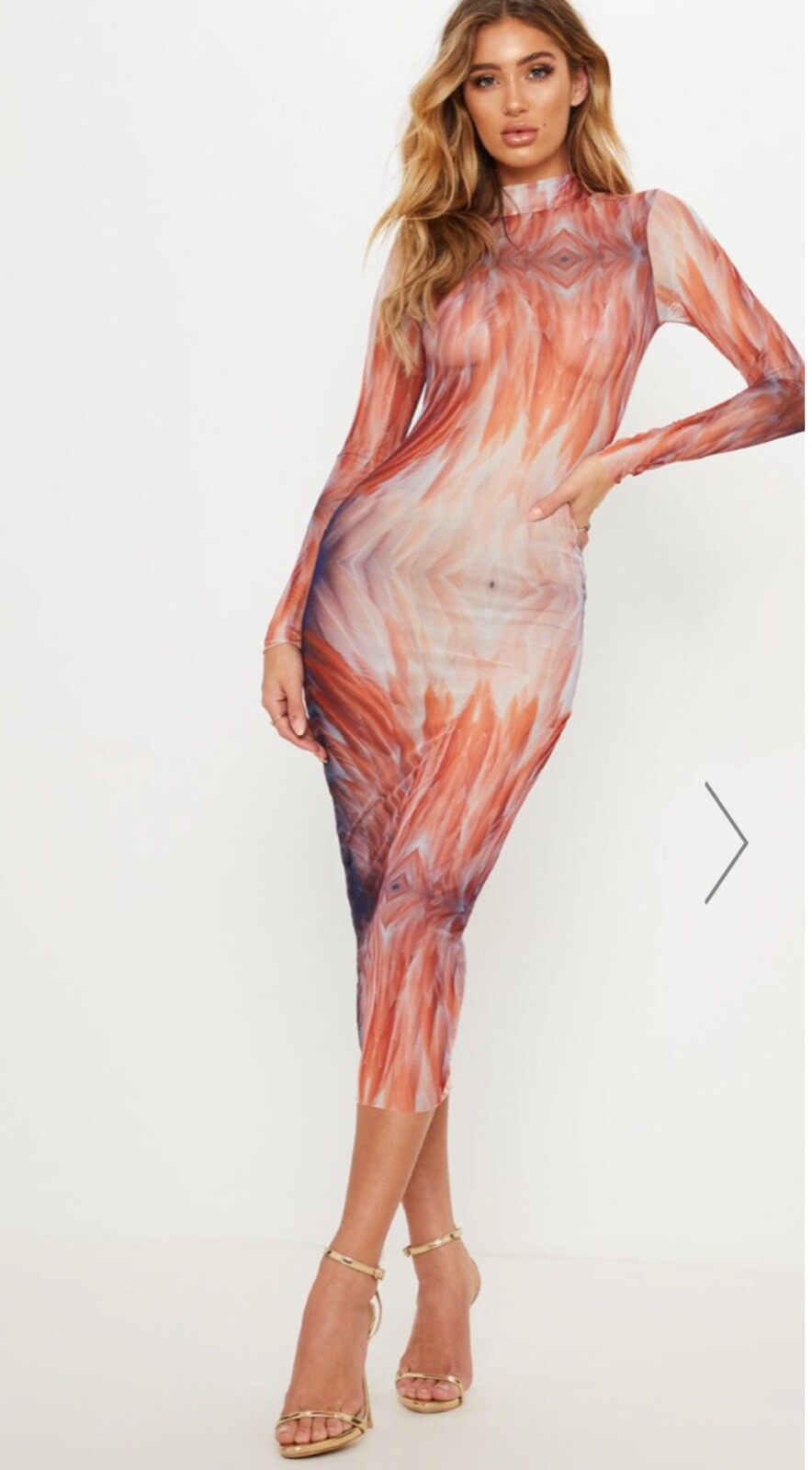 Maxi Mesh Dress Printed Flattering Size 12 14 RRP£65 image 9