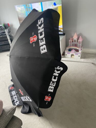 Becks Beer Large Black Garden Sun Shade Umbrella Parasol - Picture 3 of 4