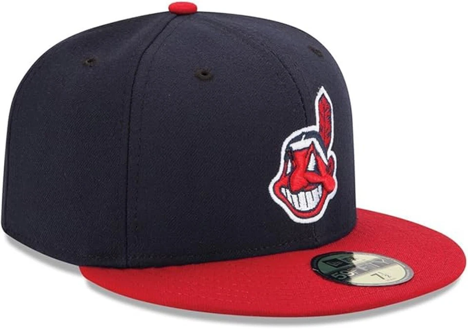 New Era Authentic MLB Cleveland Indians Wahoo Guard Navy/Red 59Fifty Fitted Hat - Image 4 of 4