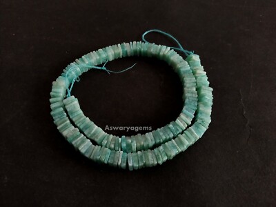 AMAZONITE SMOOTH SQUARE 6.5-7MM HEISHI CUT NATURAL GEMSTONE BEADS 8''INCH AG