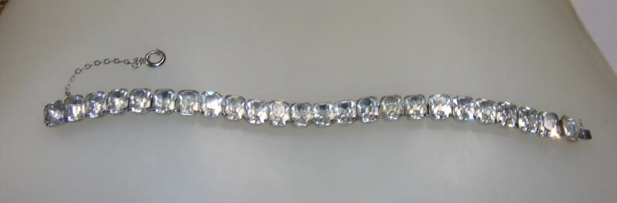 X Link Tennis Bracelet Marked 925 FAS Double Safety Clasp Gold Tone  Rhinestones | eBay