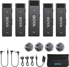 Boya By-w4 2.4g Wireless Lavalier Microphone System With 4 Transmitters And 1 Rx