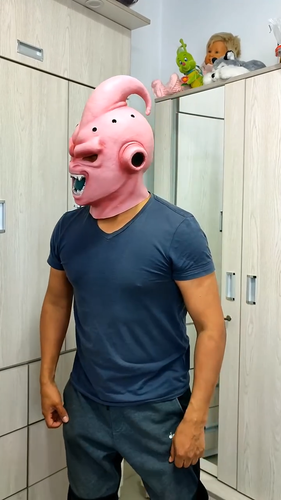 Majin Buu Dragon Ball z Latex Mask New Majin Boo Goku Cosplay Halloween Party - Video 1 of 1